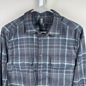 Mountain Hardwear Men's Gray Plaid Long Sleeve Flannel Shirt